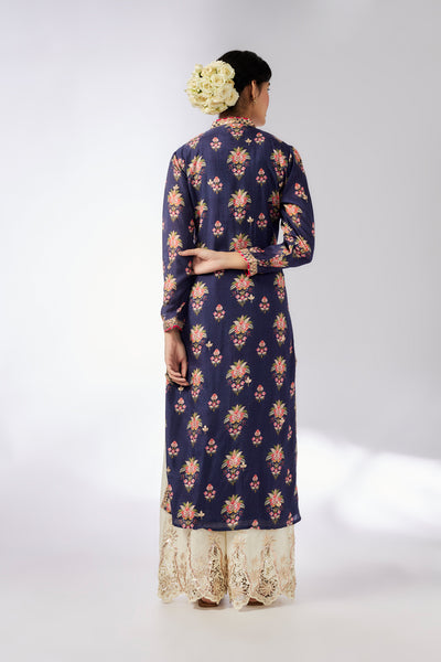 Gopi Vaid Gargi Tunic Navy indian designer wear online shopping melange singapore