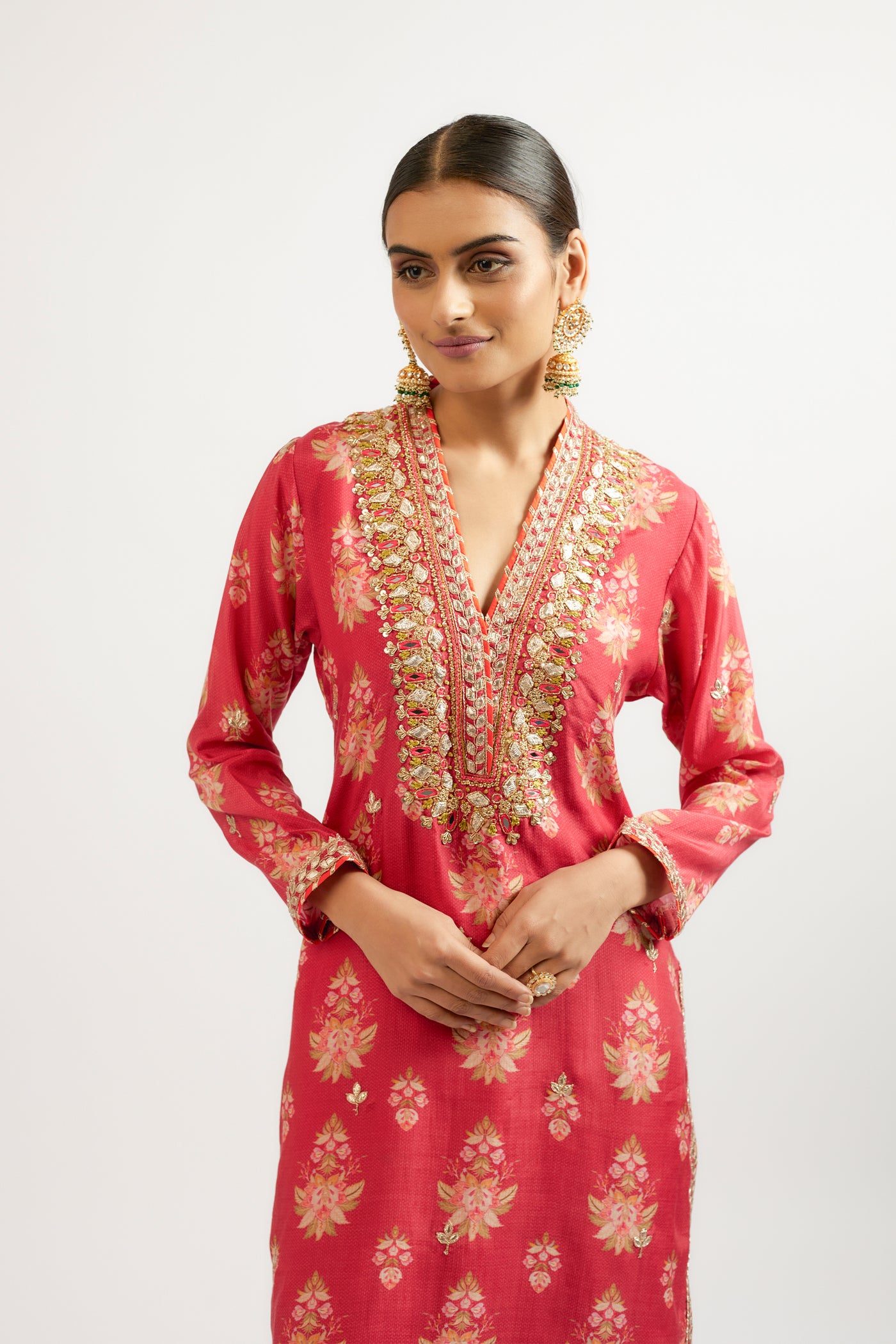 Gopi Vaid Gargi Tunic Red indian designer wear online shopping melange singapore