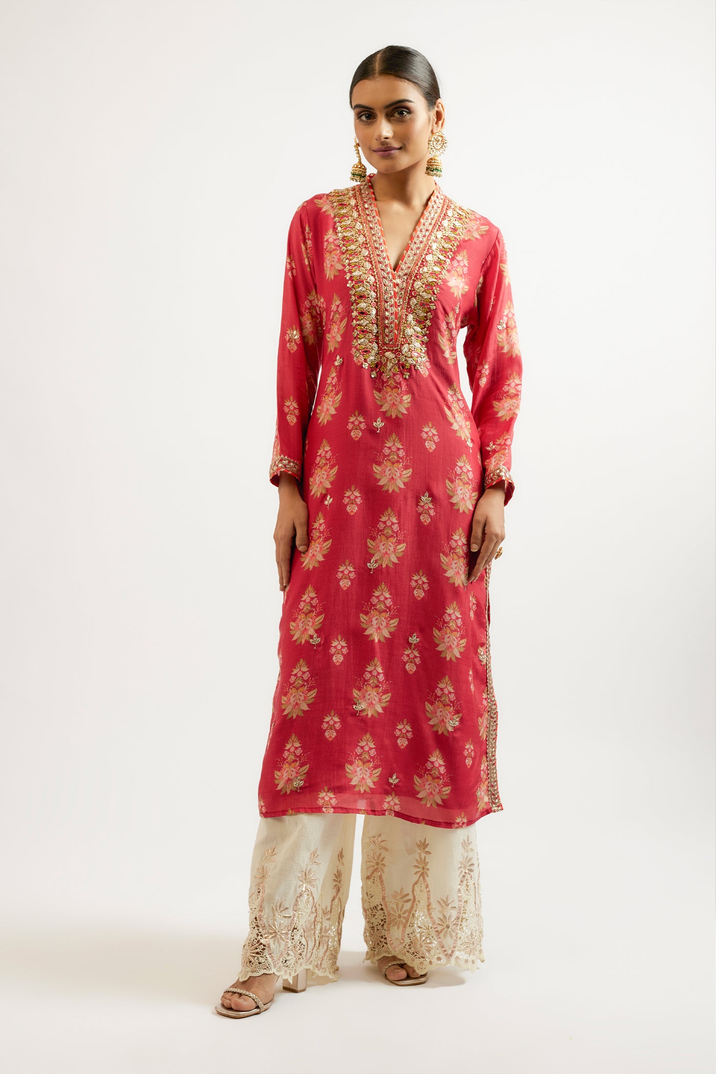 Gopi Vaid Gargi Tunic Red indian designer wear online shopping melange singapore