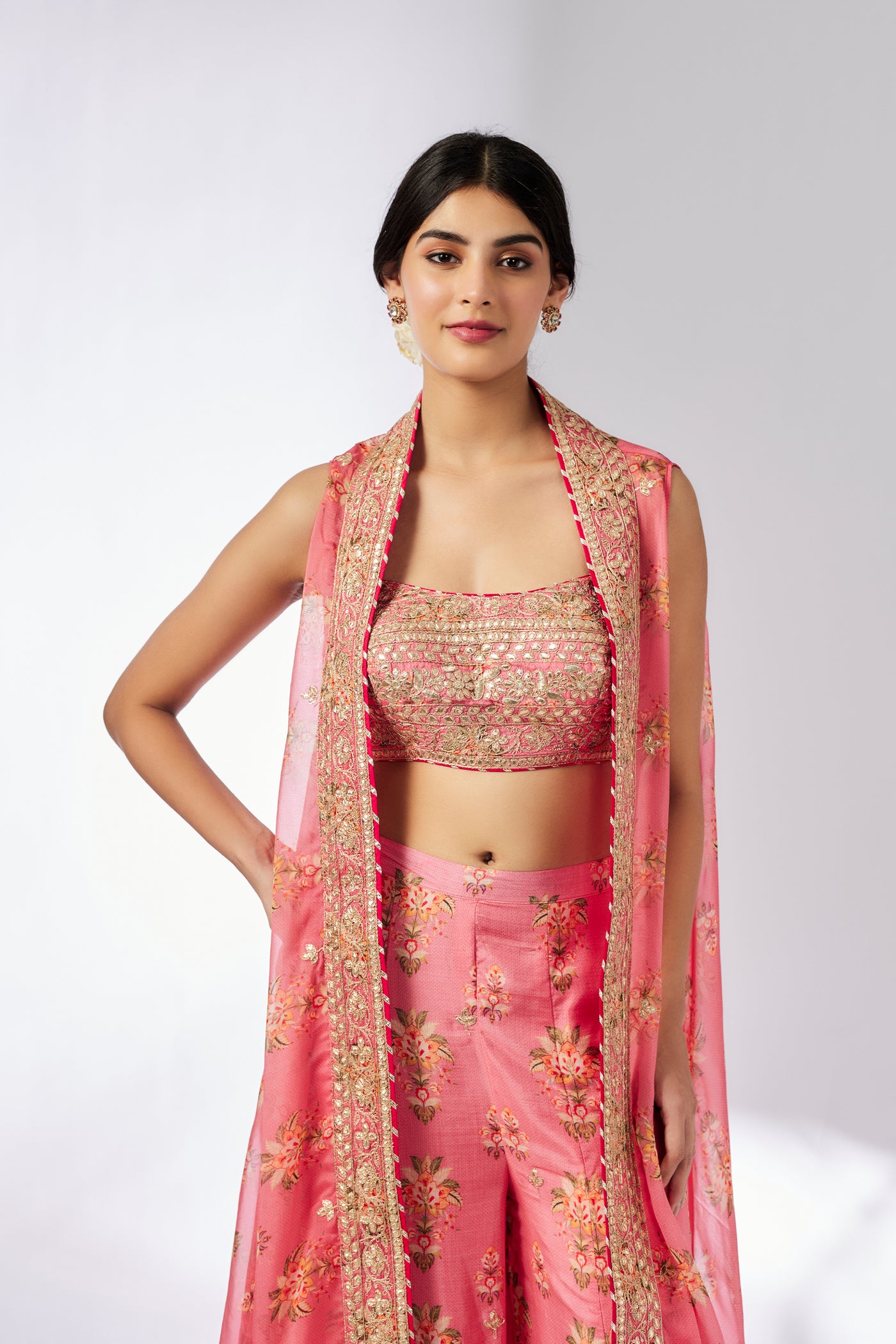 Gopi Vaid Jisha Pant Set Pink indian designer wear online shopping melange singapore