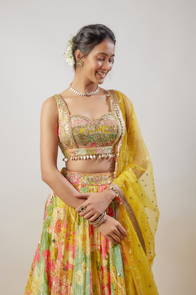 Gopi Vaid Kamiya Lehenga Set Yellow Online Shopping Melange Singapore Womenswear