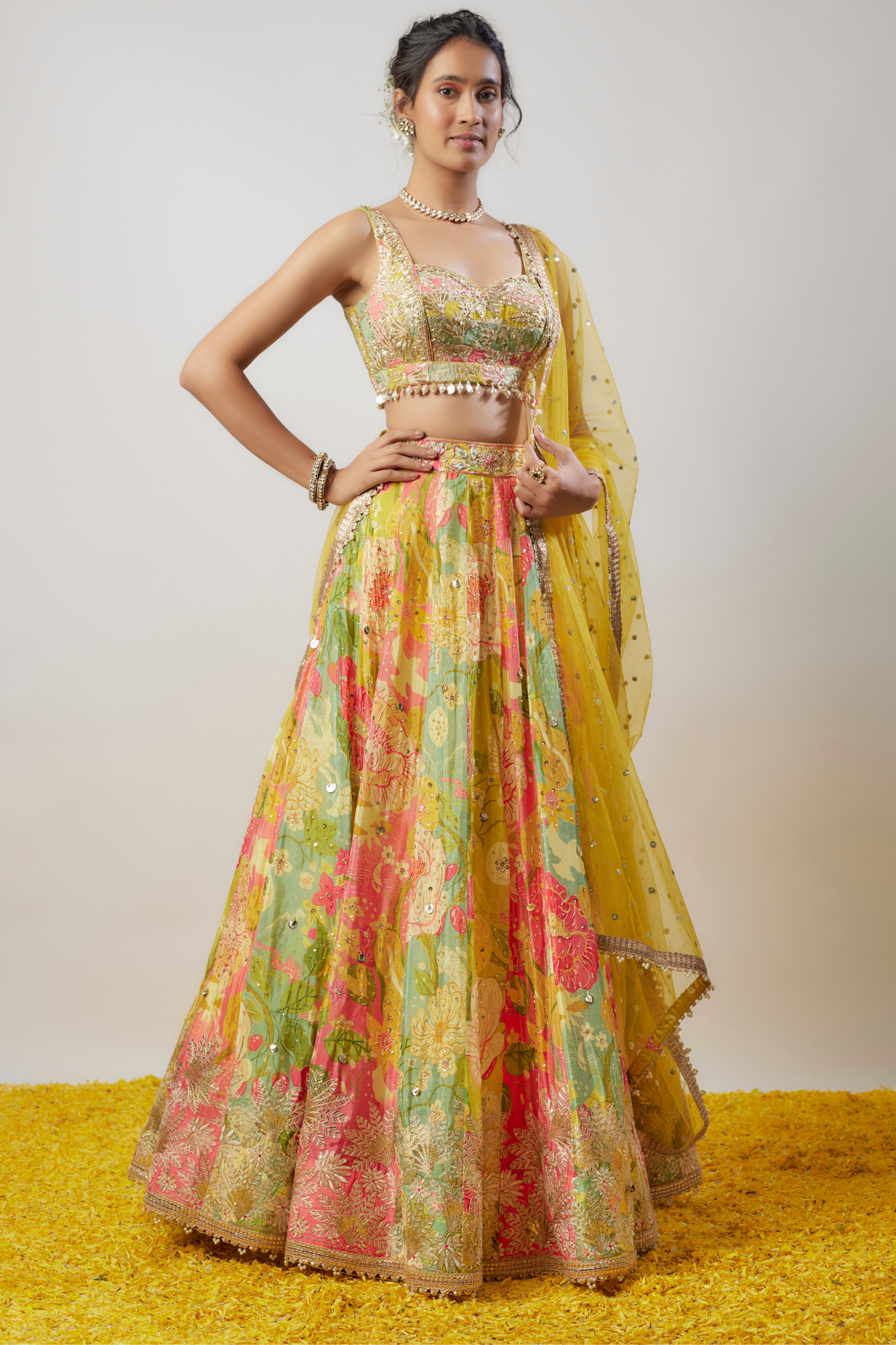 Gopi Vaid Kamiya Lehenga Set Yellow Online Shopping Melange Singapore Womenswear