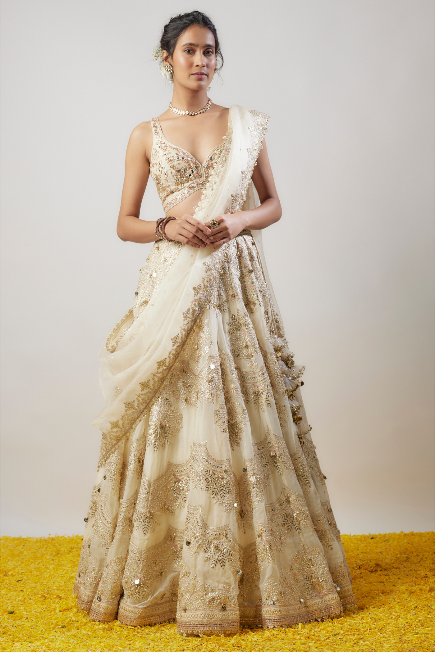 Gopi Vaid Karishma Lehenga Set Ivory Melange Singapore Online Shopping Destination Wedding