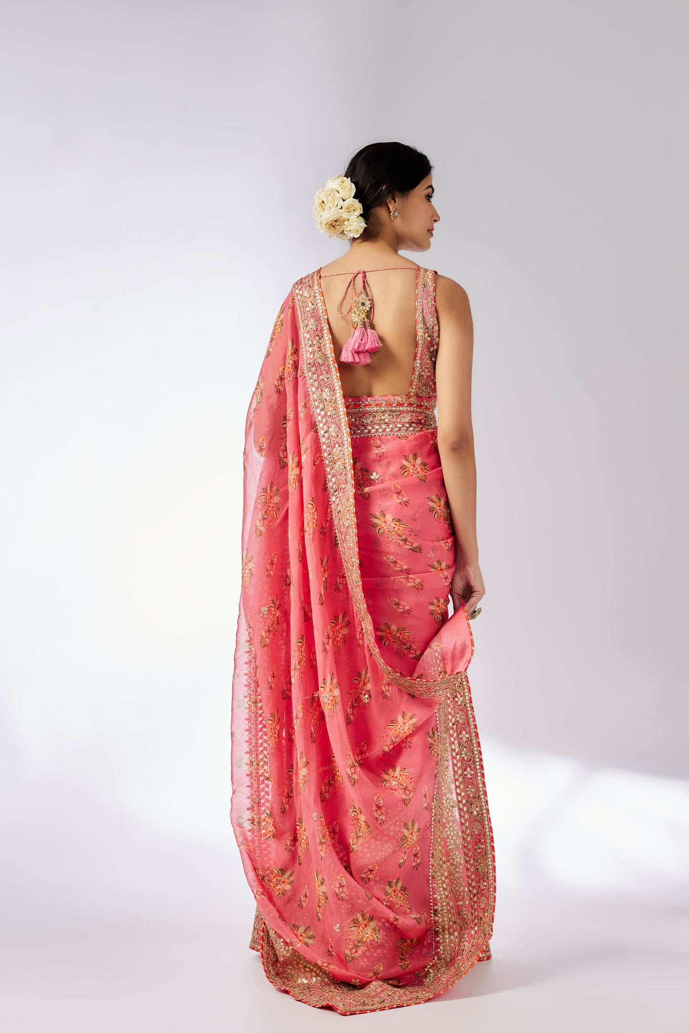 Gopi Vaid Mahira Saree Set Pink indian designer wear online shopping melange singapore