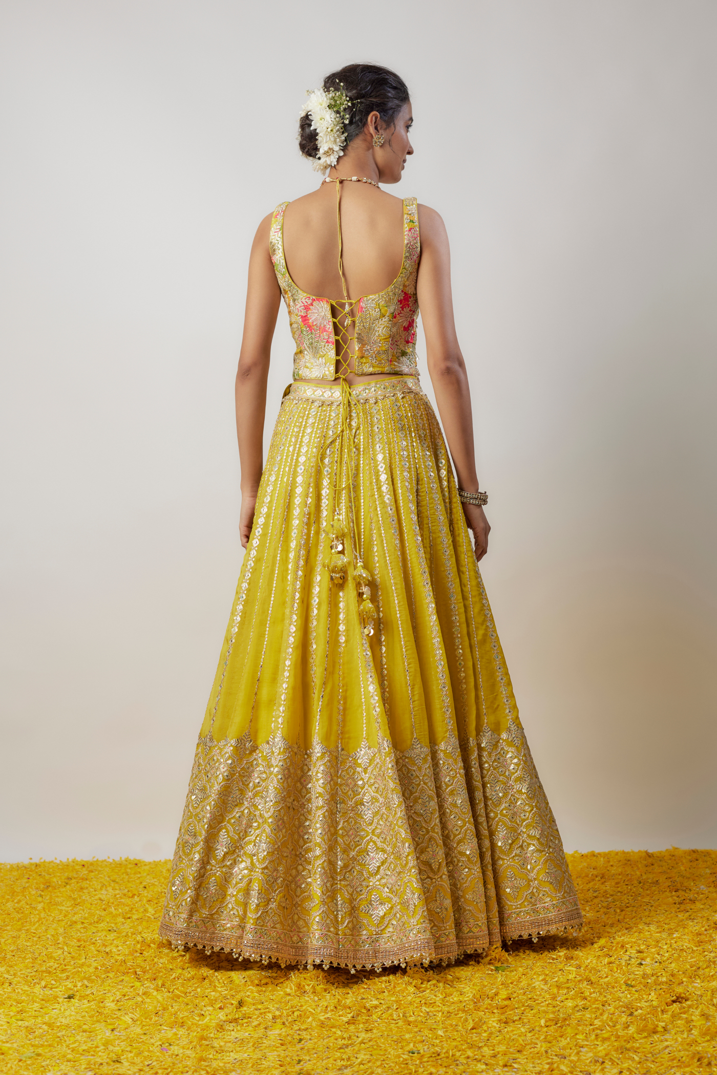 Gopi Vaid Mia Lehenga Set Yellow Melange Singapore Online Shopping Womenswear