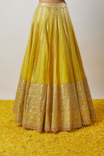 Gopi Vaid Mia Lehenga Set Yellow Melange Singapore Online Shopping Womenswear