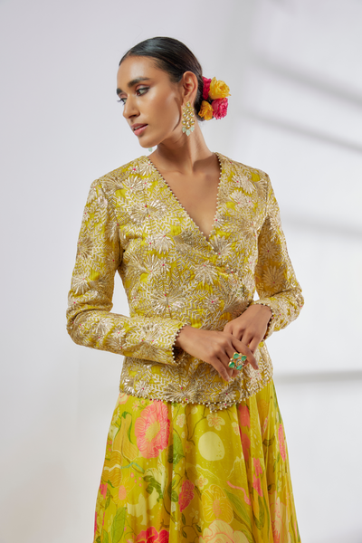 Gopi Vaid Mili Victorian Skirt Set Yellow Womenswear Melange Singapore Online Shopping