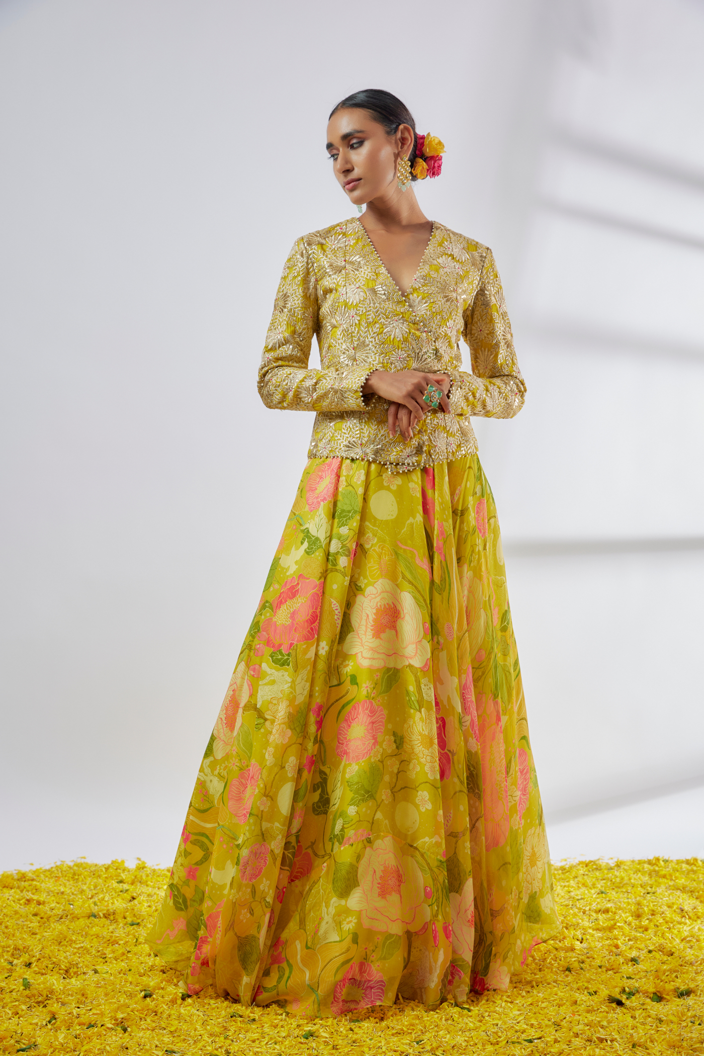 Gopi Vaid Mili Victorian Skirt Set Yellow Womenswear Melange Singapore Online Shopping