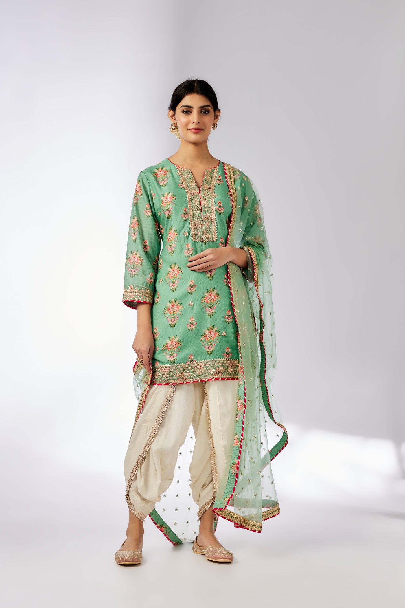 Gopi Vaid Moulika Dhoti Set Mint indian designer wear online shopping melange singapore