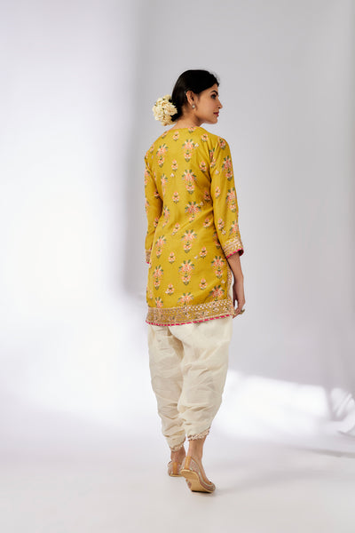 Gopi Vaid Moulika Dhoti Set Mustard indian designer wear online shopping melange singapore