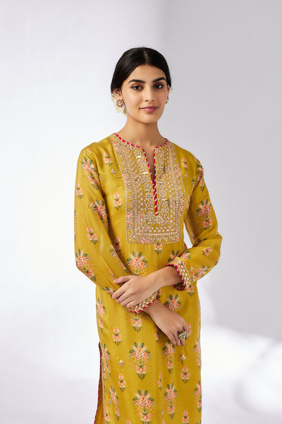 Gopi Vaid Neha Tunic Mustard indian designer wear online shopping melange singapore