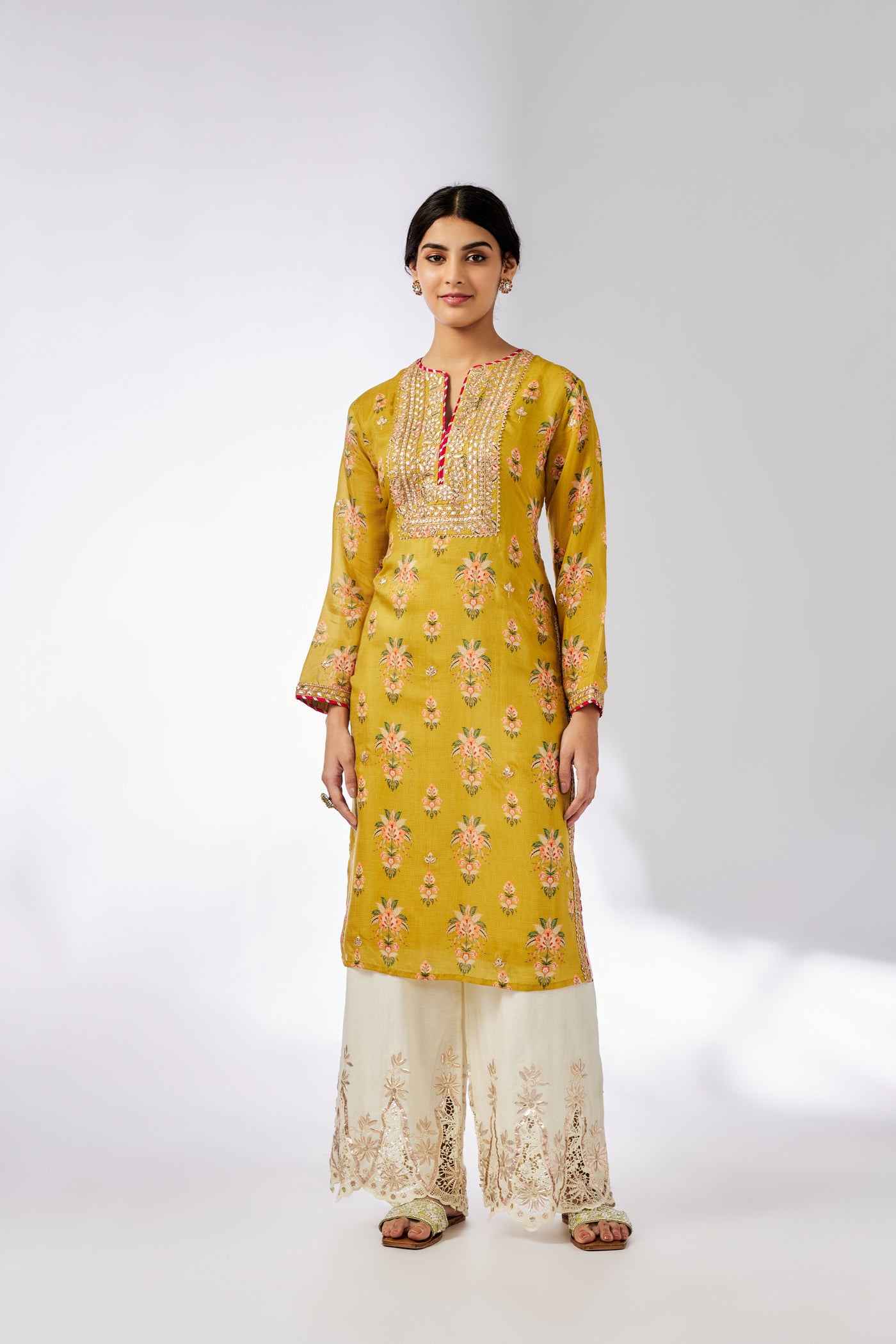 Gopi Vaid Neha Tunic Mustard indian designer wear online shopping melange singapore