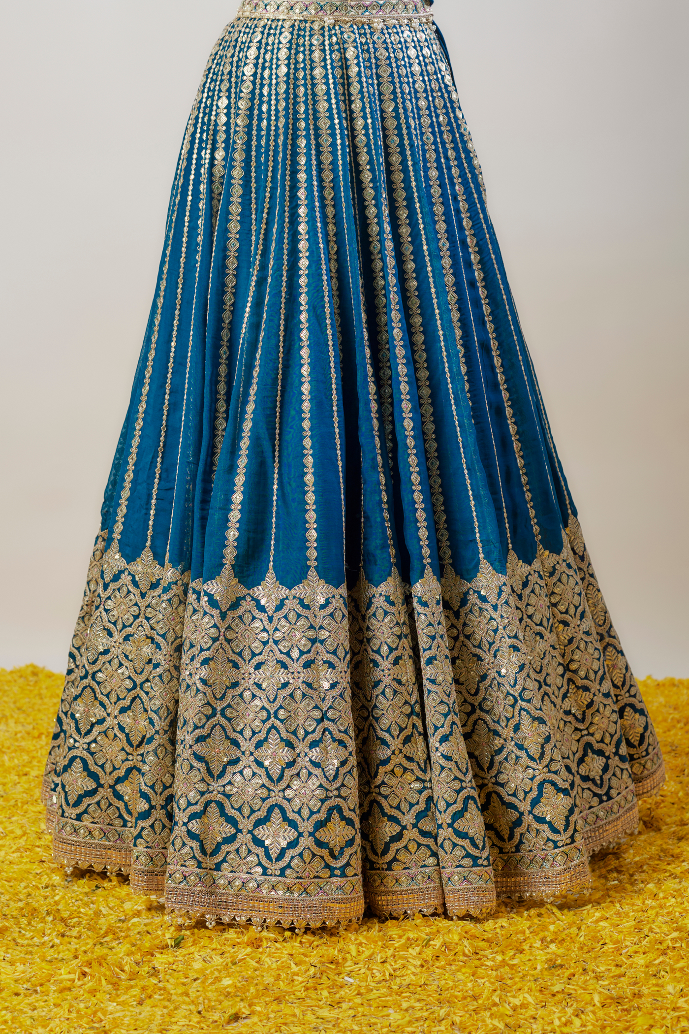 Gopi Vaid Nila Lehenga Set Blue Melange Singapore Online Shopping Womenswear