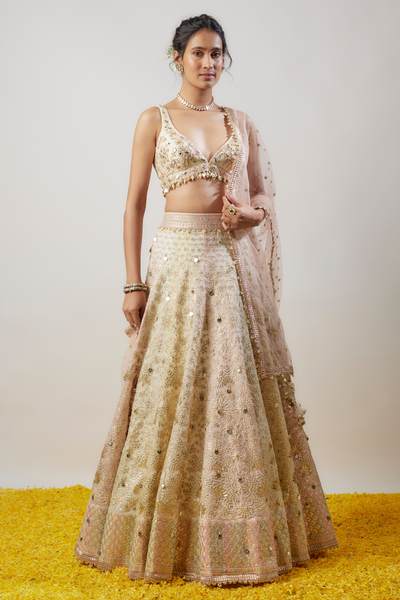 Gopi Vaid Roma Lehenga Set Ivory Melange Singapore Online Shopping Womenswear