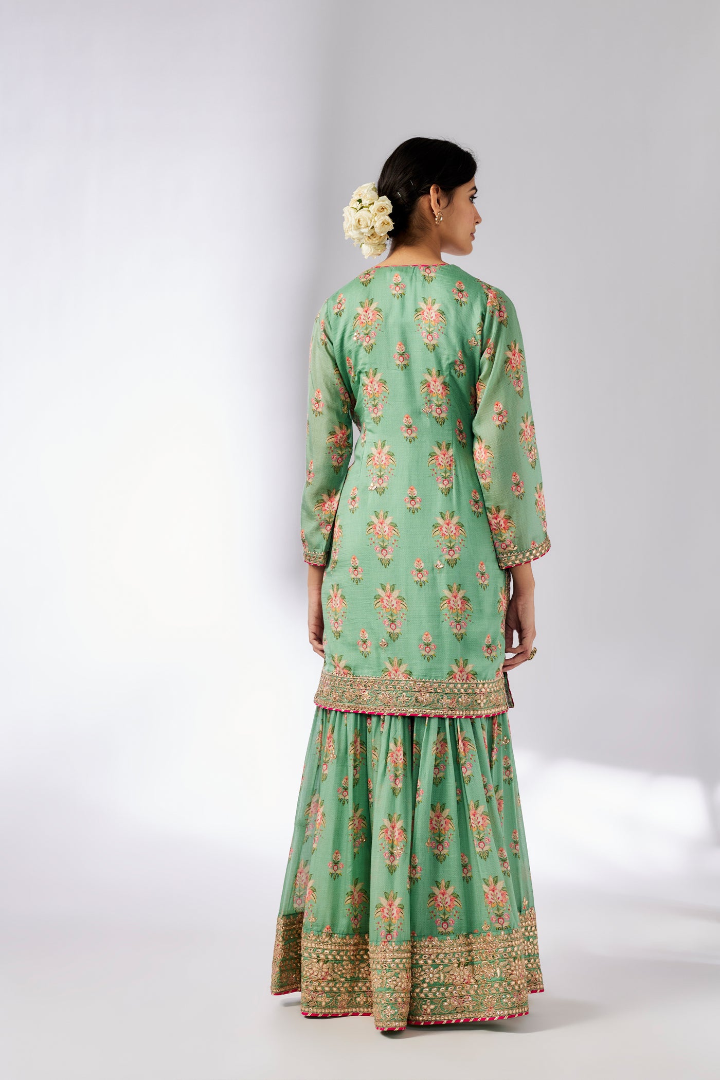 Gopi Vaid Sadhna Sharara Set Mint indian designer wear online shopping melange singapore