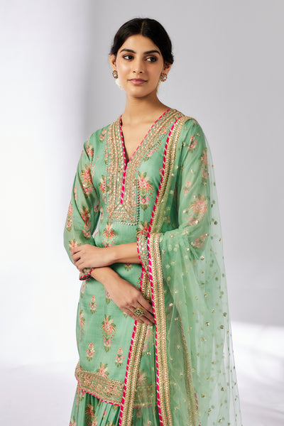 Gopi Vaid Sadhna Sharara Set Mint indian designer wear online shopping melange singapore