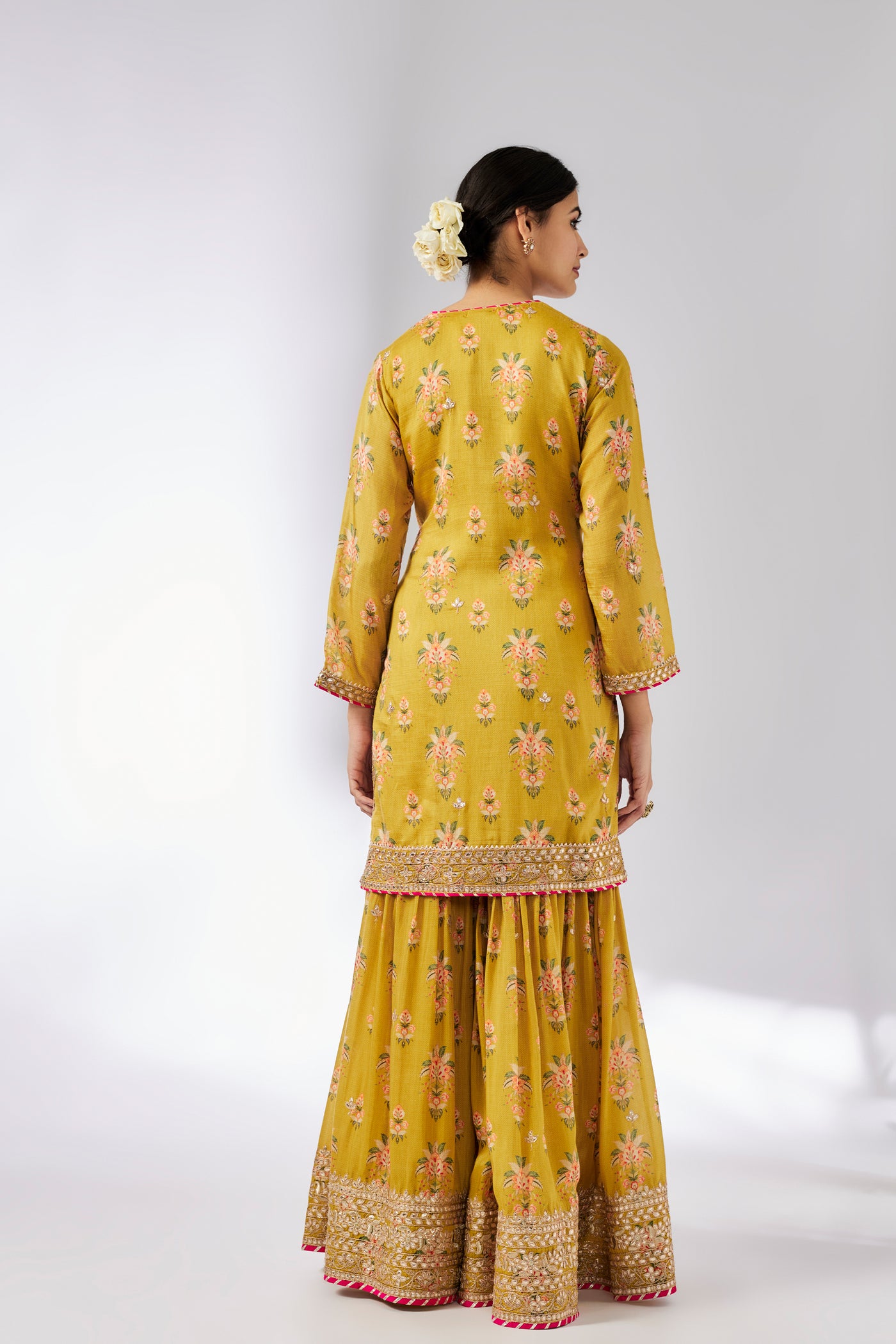 Gopi Vaid Sadhna Sharara Set Mustard indian designer wear online shopping melange singapore