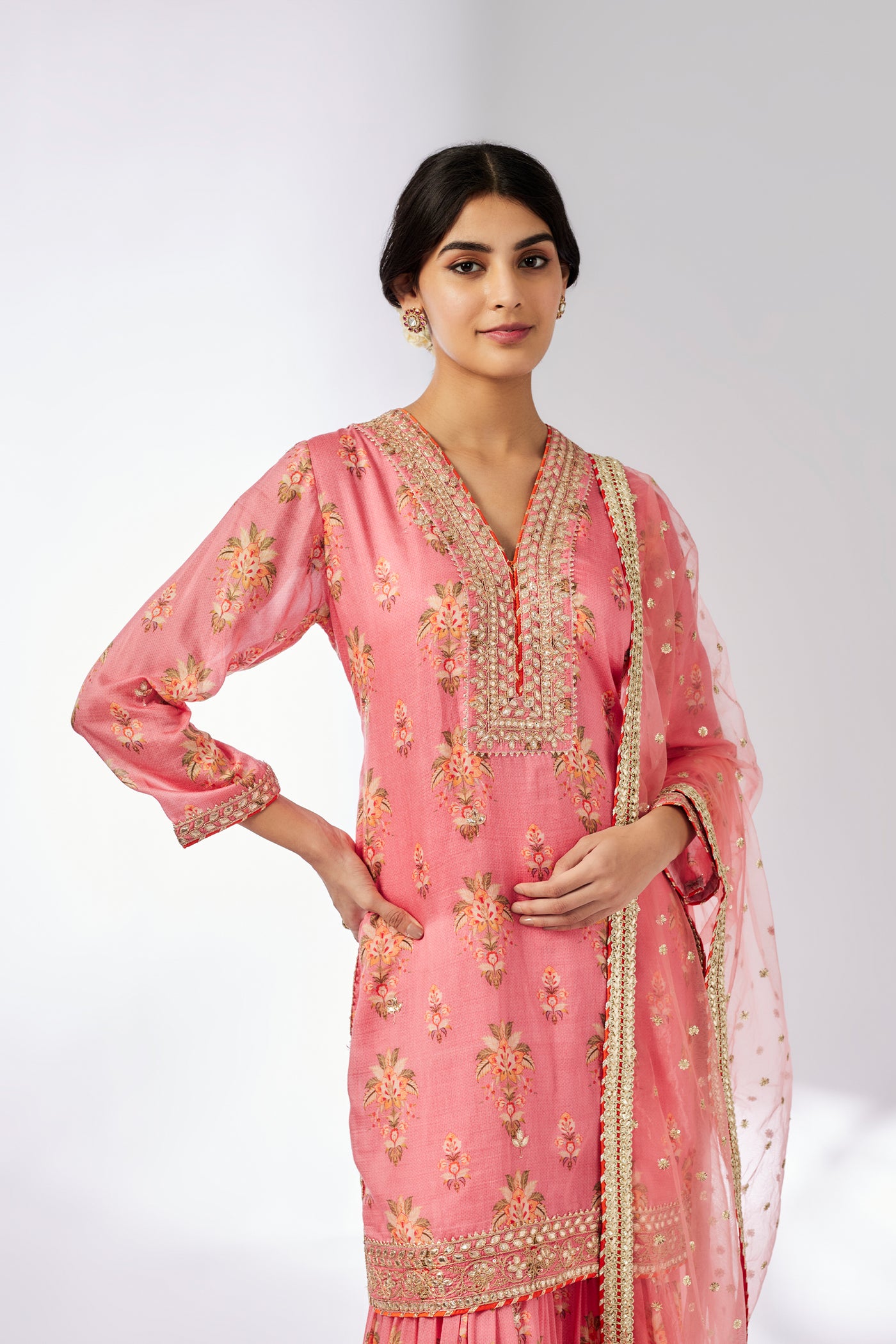 Gopi Vaid Sadhna Sharara Set Pink indian designer wear online shopping melange singapore