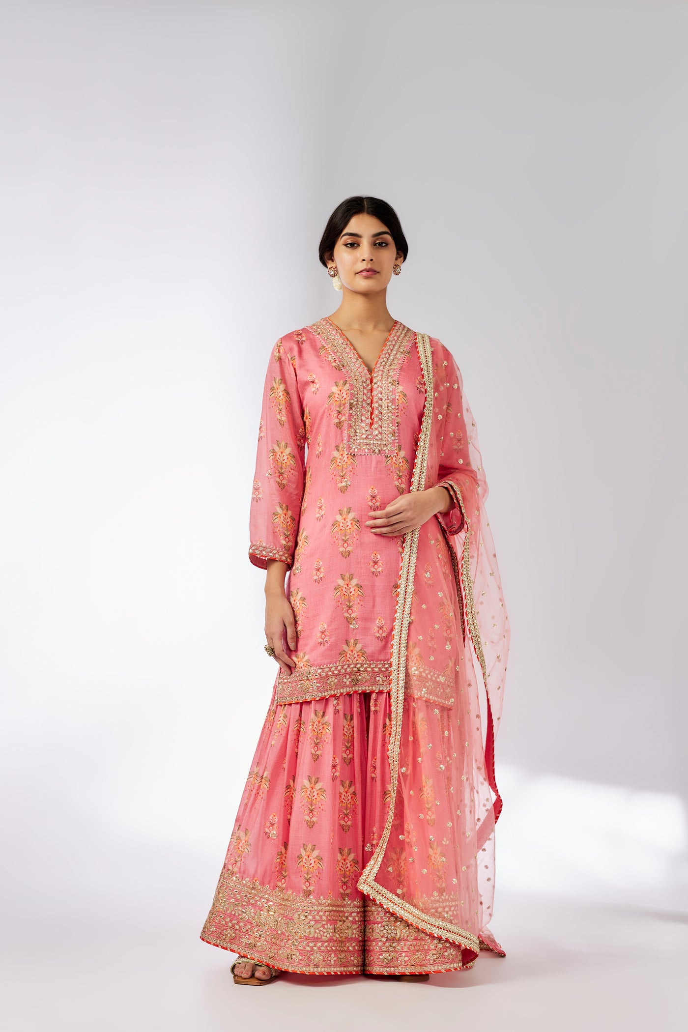 Gopi Vaid Sadhna Sharara Set Pink indian designer wear online shopping melange singapore