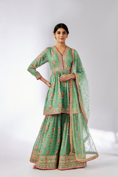 Gopi Vaid Samiksha Peplum Sharara Set indian designer wear online shopping melange singapore