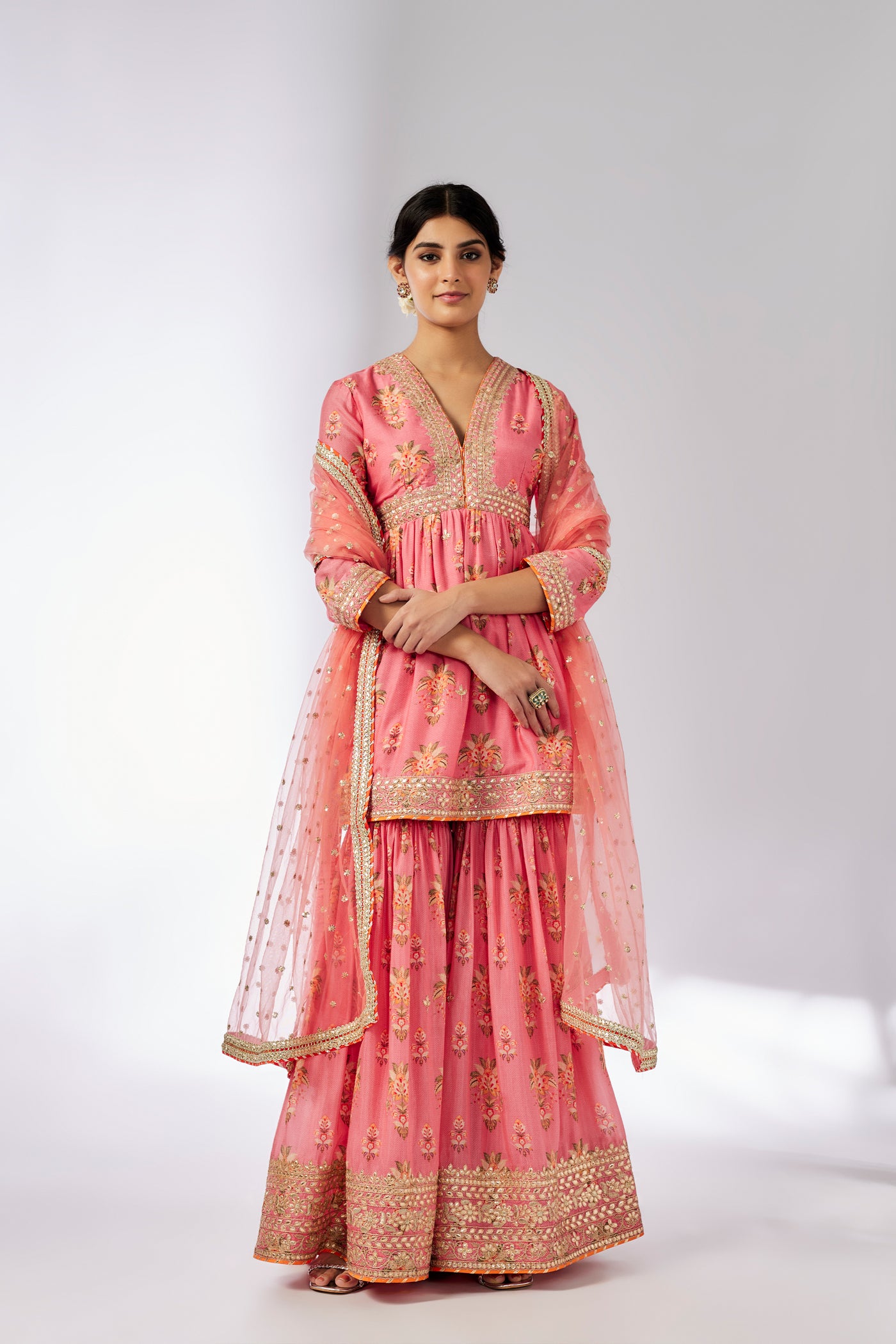 Gopi Vaid Samiksha Peplum Sharara Set Pink indian designer wear online shopping melange singapore
