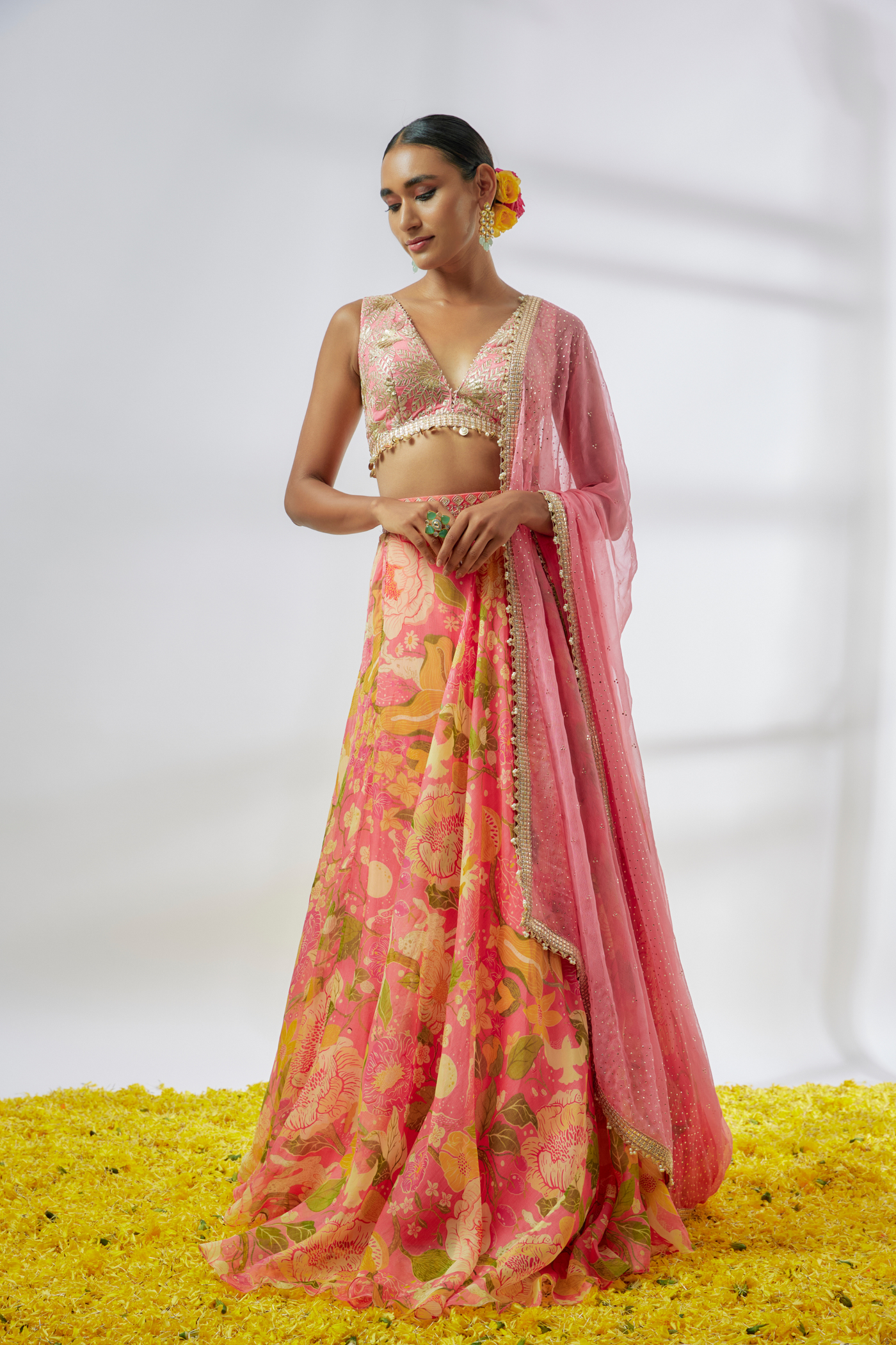 Gopi Vaid Zainab Victorian Skirt Set Pink Womenswear Online Shopping Melange Singapore