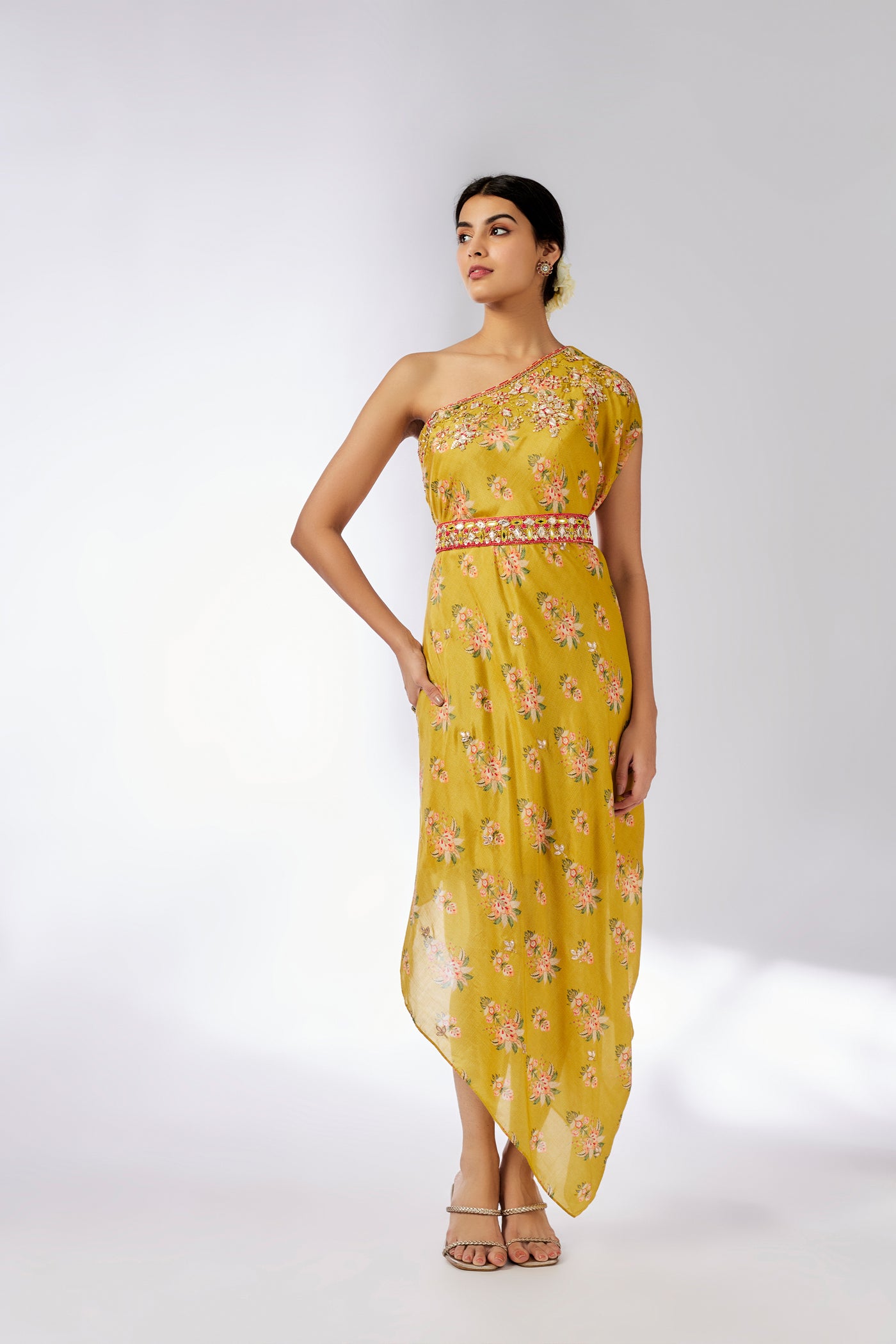 Gopi Vaid Zoya Dress Mustard indian designer wear online shopping melange singapore