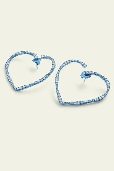 Isharaya Big Blue Heart Hoops indian designer wear online shopping melange singapore