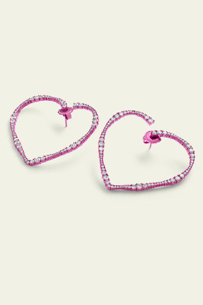 Isharaya Big Pink Heart Hoops indian designer wear online shopping melange singapore