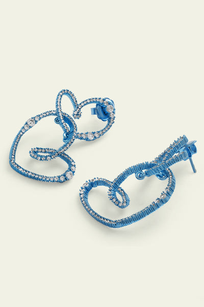 Isharaya Blue Double Heart Earrings indian designer wear online shopping melange singapore