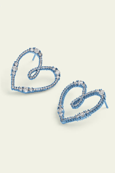 Isharaya Blue Heart Studs indian designer wear online shopping melange singapore