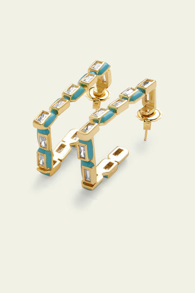 Isharaya Blue Square Hoops indian designer wear online shopping melange singapore