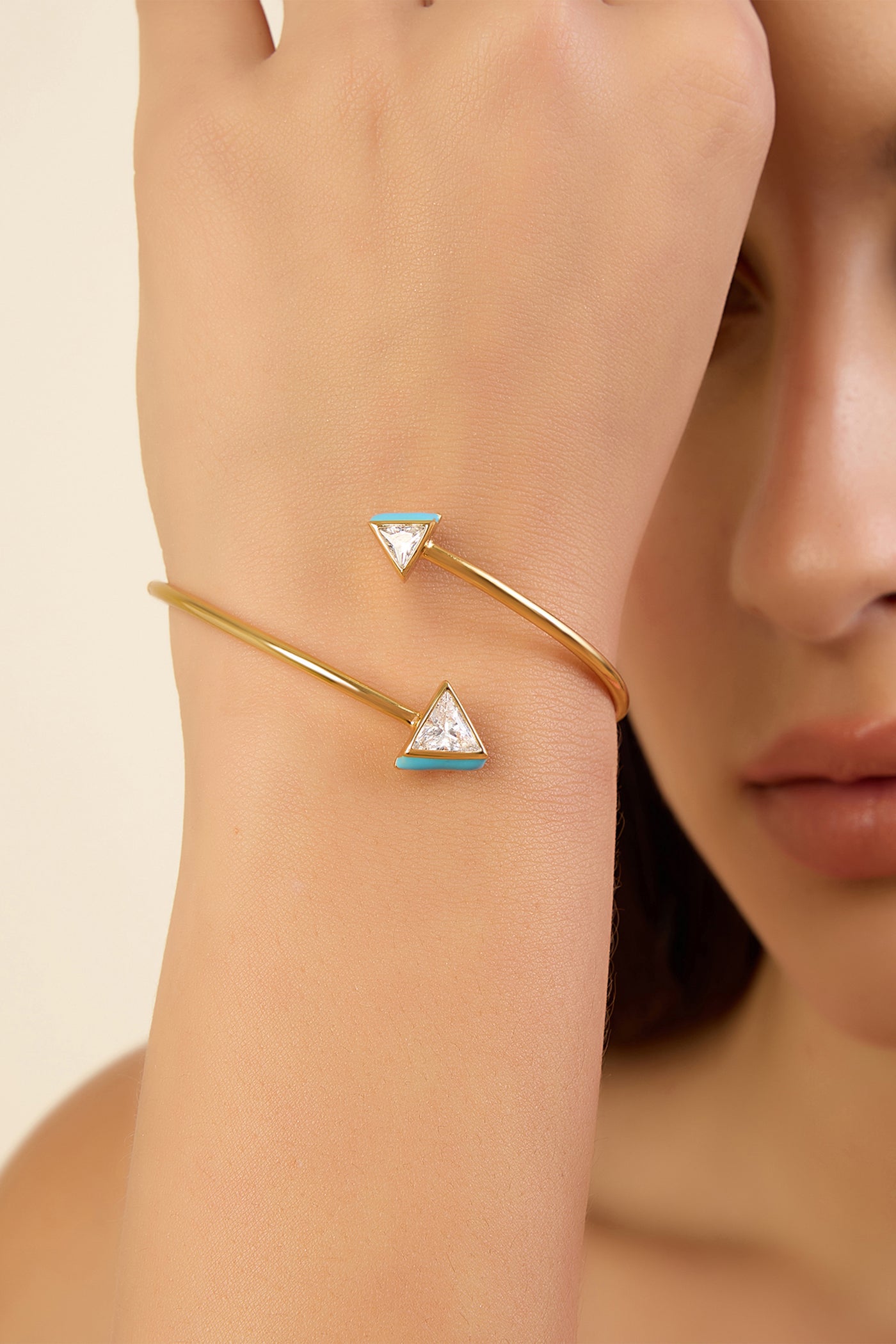 Isharaya Blue Triangles Cuff indian designer wear online shopping melange singapore