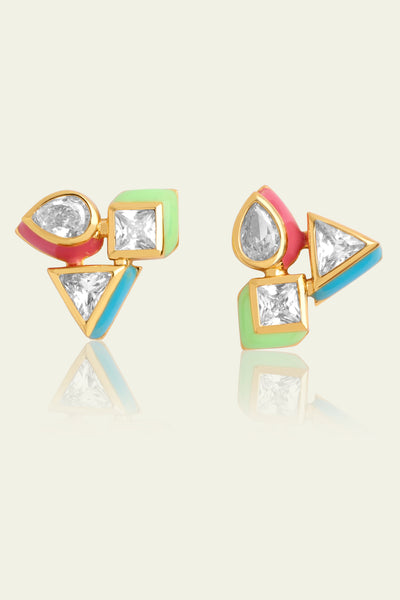 Isharaya Multicolour Geometric Studs indian designer wear online shopping melange singapore