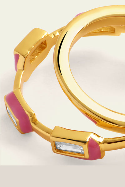 Isharaya Pink Enamel Triple Hoops indian designer wear online shopping melange singapore