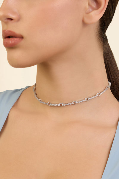 Isharaya Silver Link Necklace indian designer wear online shopping melange singapore