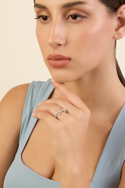 Isharaya Silver Lips Ring indian designer wear online shopping melange singapore