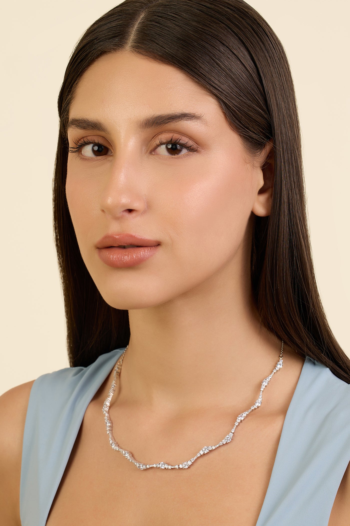 Isharaya Silver Wave Necklace  indian designer wear online shopping melange singapore