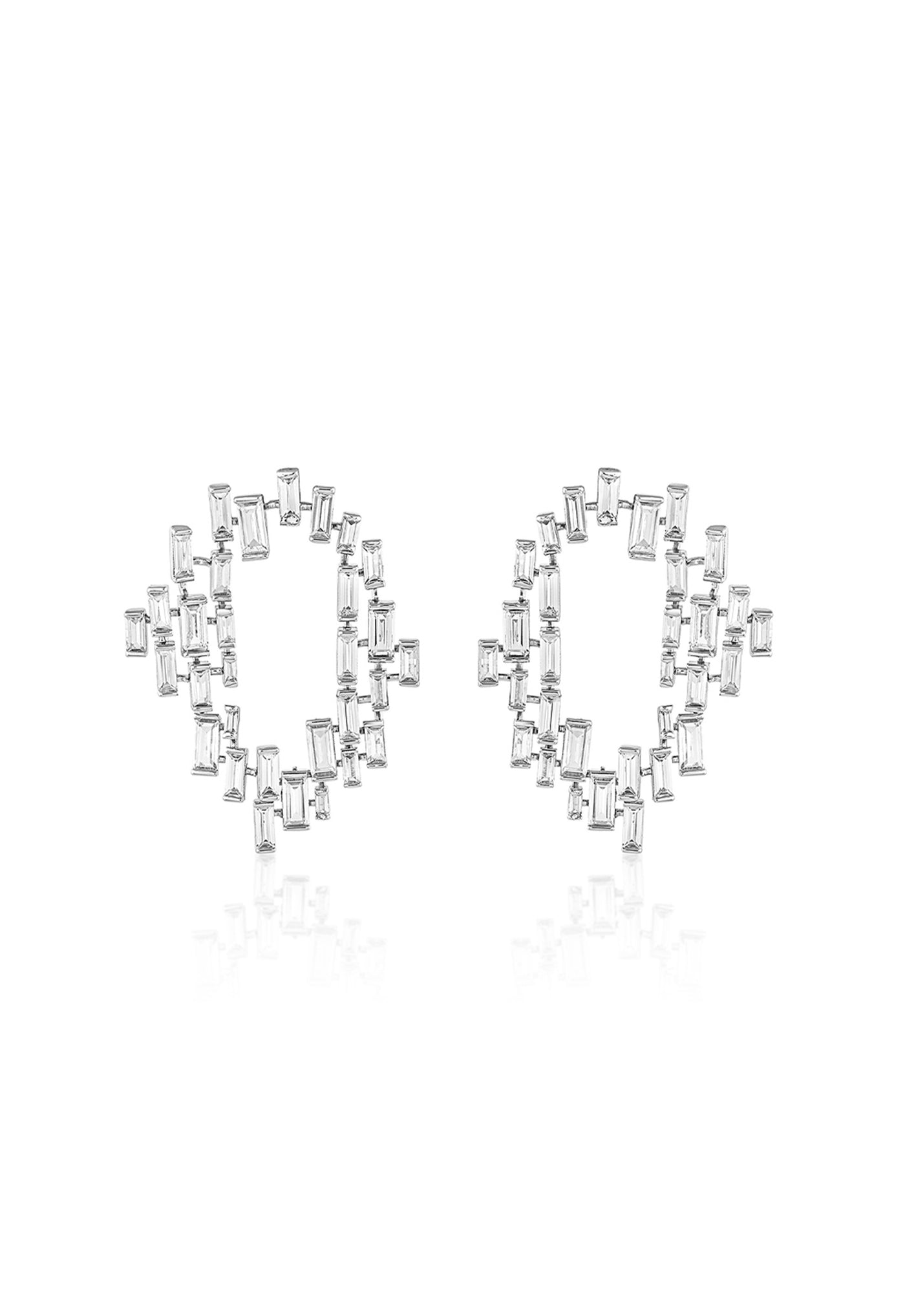 Isharya Abstract CZ Statement Studs In Rhodium Plating indian designer wear online shopping melange singapore