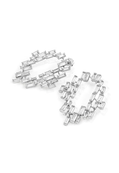 Isharya Abstract CZ Statement Studs In Rhodium Plating indian designer wear online shopping melange singapore