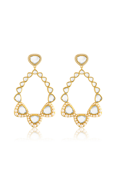 Alizeh Mirror Danglers In 18Kt Gold Plated Melange Singapore Online Shopping Indian Designer Wear