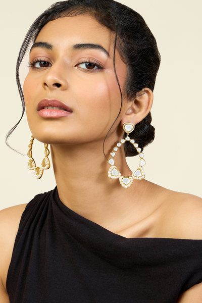 Alizeh Mirror Danglers In 18Kt Gold Plated Melange Singapore Online Shopping Indian Designer Wear