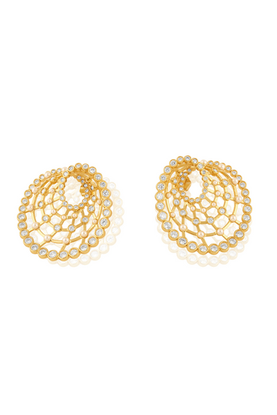 Amal Statement Studs In 18Kt Gold Plated Melange Singapore Online Shopping Isharya Indian Designer Wear Pearl