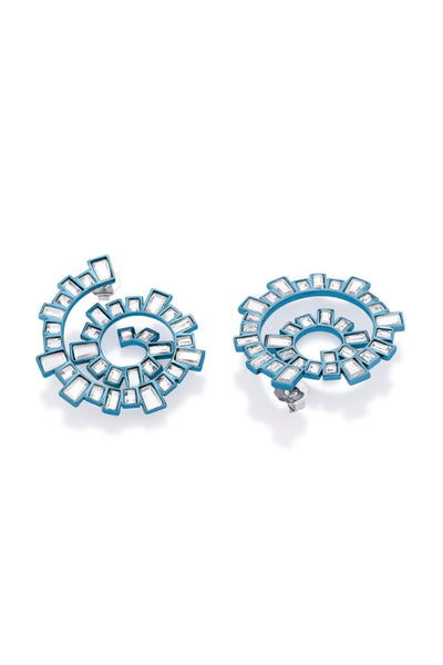 Isharya Aqua Blue Spiral Earrings In Colored Plating jewellery indian designer wear online shopping melange singapore