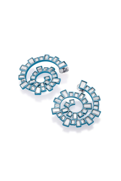 Isharya Aqua Blue Spiral Earrings In Colored Plating jewellery indian designer wear online shopping melange singapore