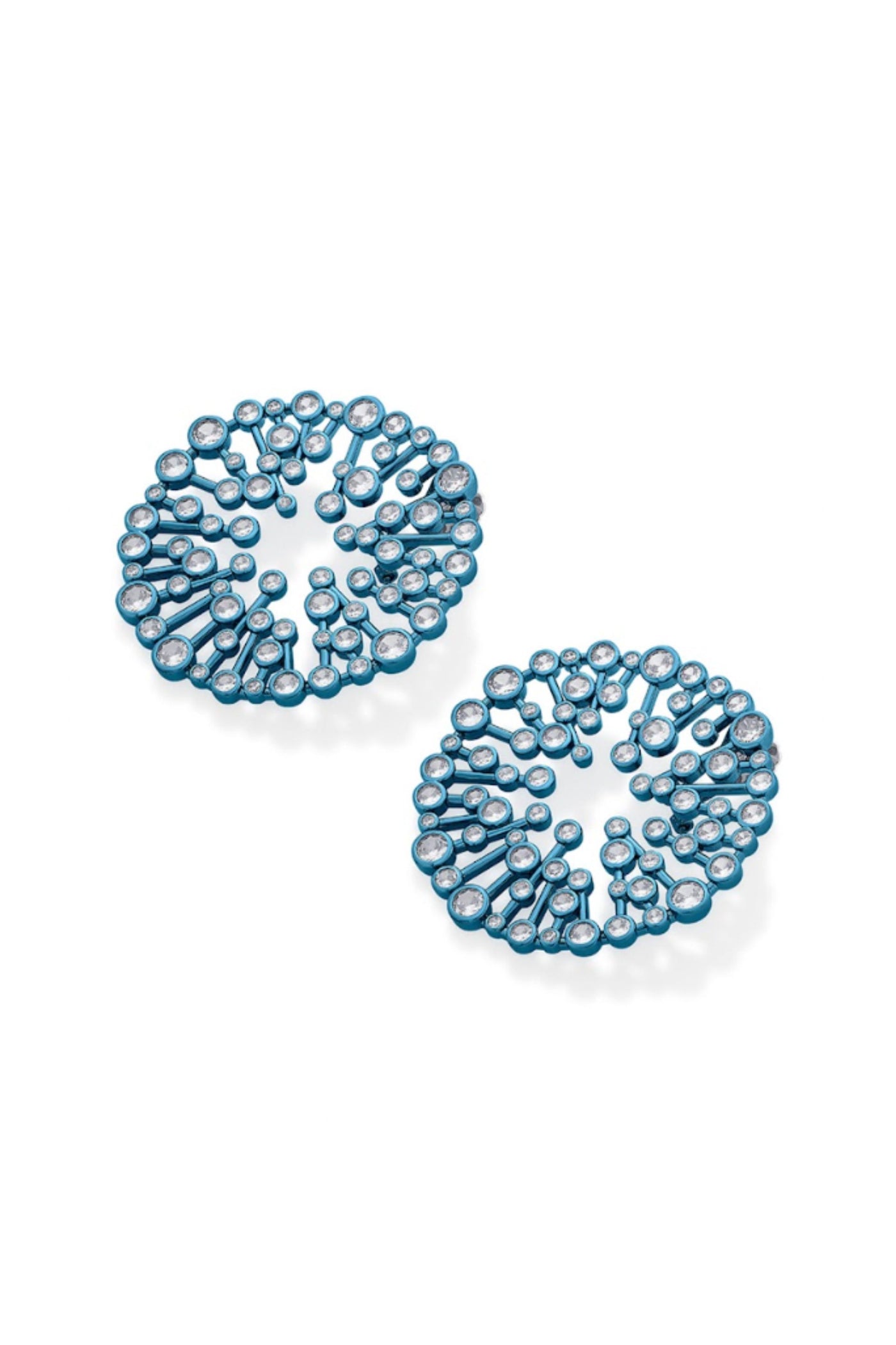 Isharya Aqua Blue Starburst Statement Earrings In Colored Plating jewellery indian designer wear online shopping melange singapore