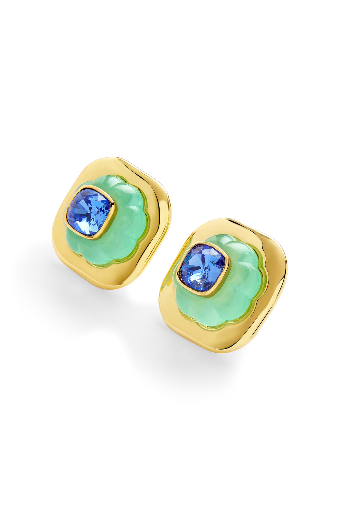 Isharya Aqua Cool Statement Studs In 18kt Gold Plated indian designer wear online shopping melange singapore