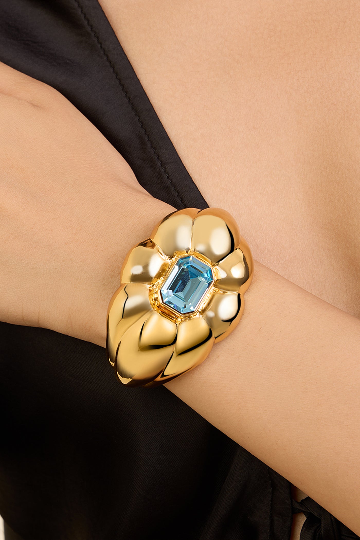 Isharya Aqua Gold Statement Cuff In 18kt Gold Plated indian designer wear online shopping melange singapore