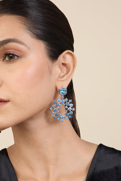 Isharya Aquamarine Cosmic Flair Earrings In 18Kt Gold Plated indian designer wear online shopping melange singapore
