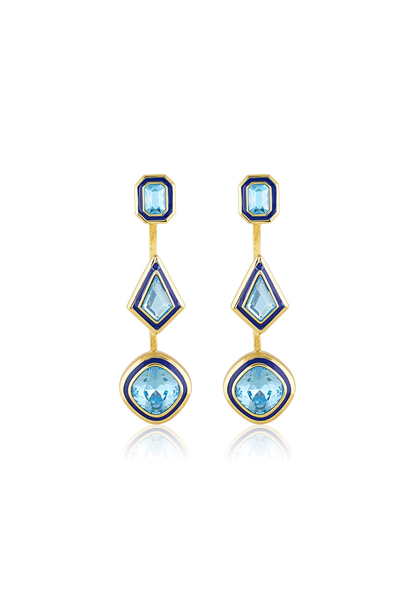 Isharya Aquamarine Crystal Front Back Earrings In 18Kt Gold Plated indian designer wear online shopping melange singapore